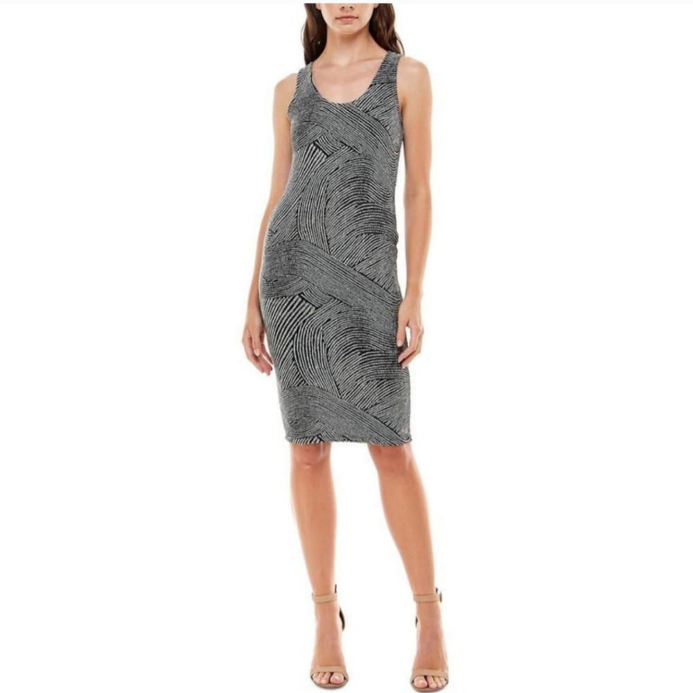Almost Famous Womens Silver Metallic Sleeveless Bodycon Dress Juniors NWT.